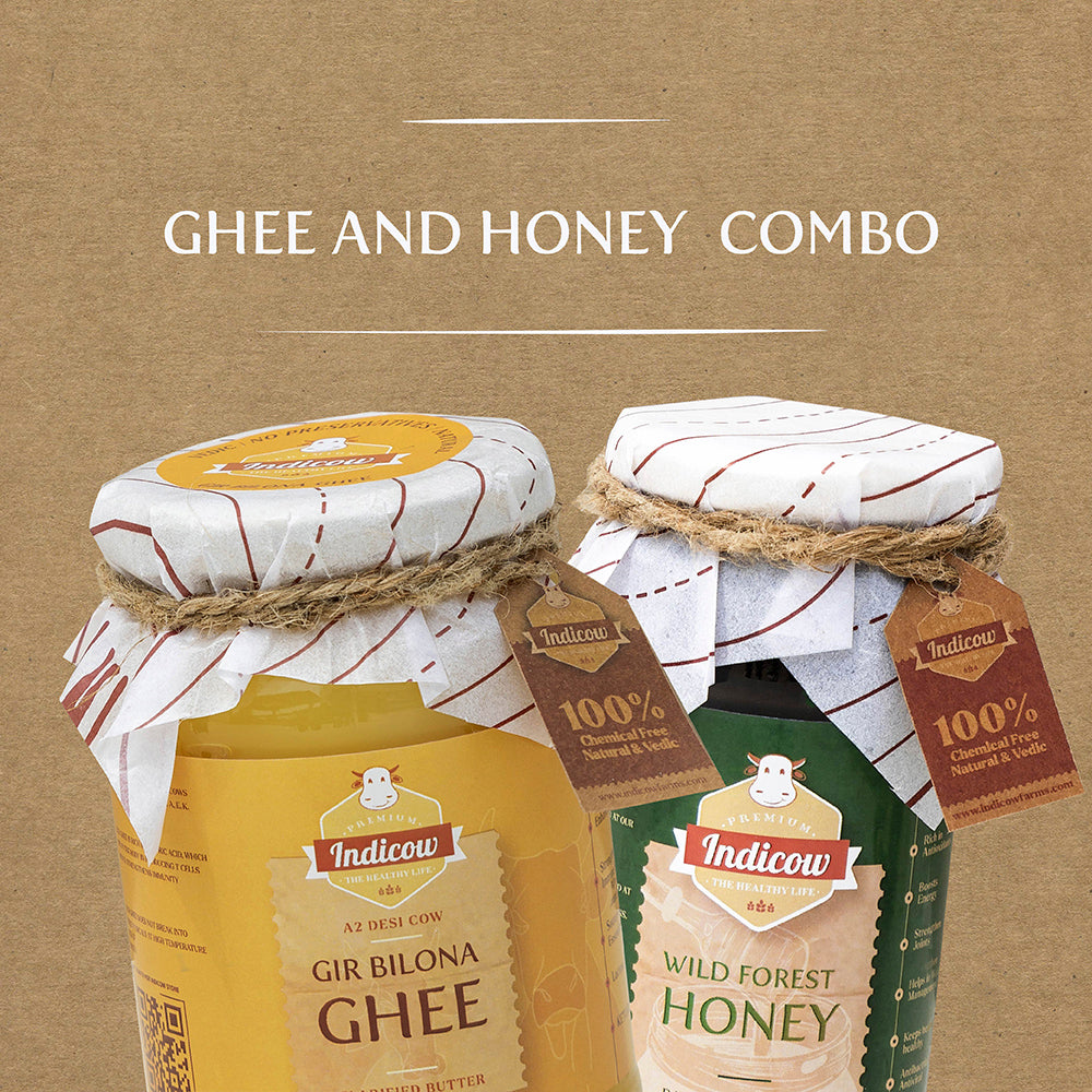 Gir Bilona Ghee 500ml & Wild Forest Honey 500gm (Combo)