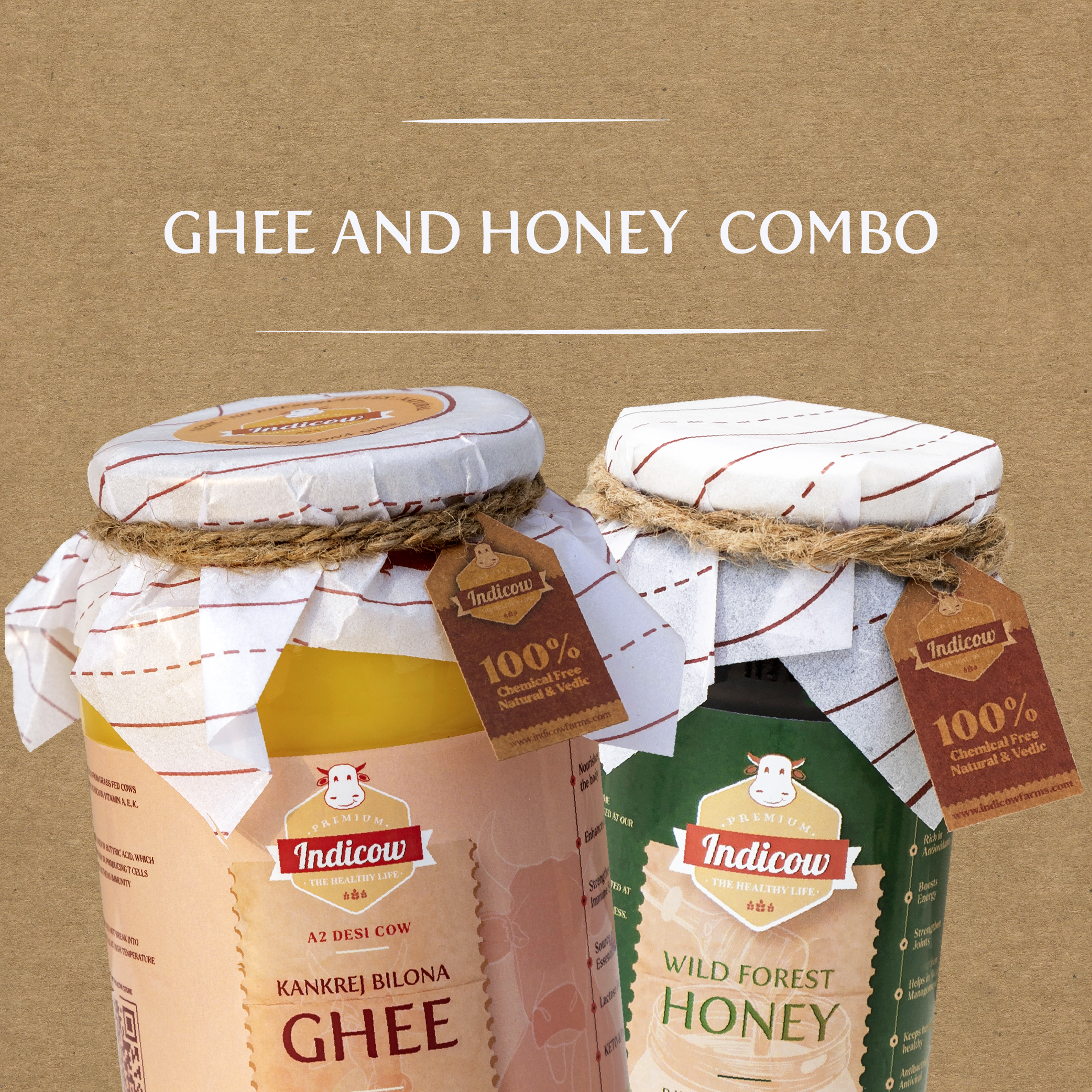 Kankrej Bilona Ghee 1L & Wild Forest Honey 500gm (Combo)