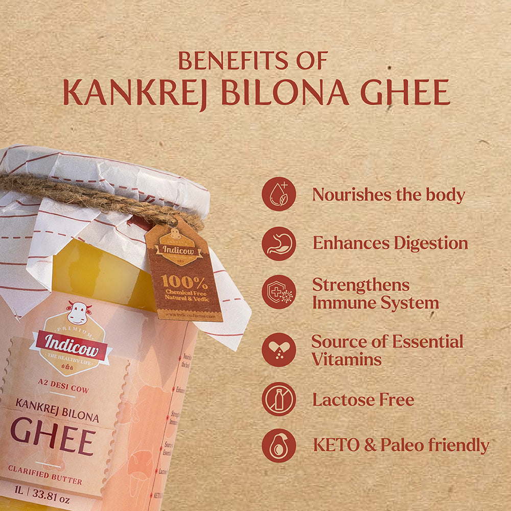 Kankrej Bilona Ghee 1L & Wild Forest Honey 500gm (Combo)