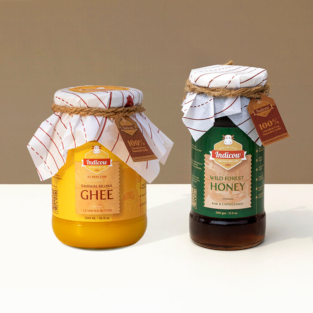 Sahiwal Bilona Ghee 500ml & Wild Forest Honey 500gm (Combo)
