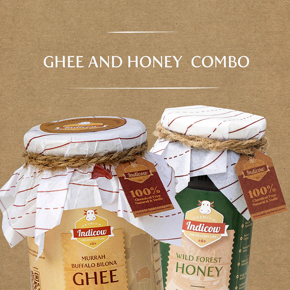 Murrah Buffalo Bilona Ghee 500ml & Wild Forest Honey 500gm (Combo)